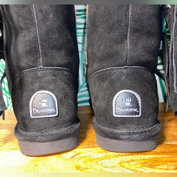 BearPaw Aztec Southwestern Black Suede Fringe Boots Women’s 10 - Picture 6 of 12